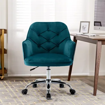 COOLMORE Velvet въртящ се Shell стол за хол, офис стол модерен отдих фотьойл LAKE BLUE