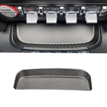 100% реални сухи въглеродни влакна матови въглеродни зърна монета тава кола фронт кутия за съхранение Groove панел подстригване стикер за Ford Mustang 2015+
