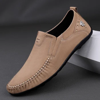 Мъжки мокасини се подхлъзват на модата Висококачествени мокасини от естествена кожа Мъжки ежедневни обувки Мокасини Мъжки апартаменти Мода Мъжки обувки за шофиране