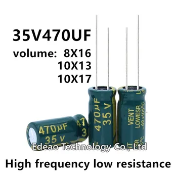 10pcs / партида 35V 470UF 35V470UF 470UF35V обем: 8X16 10X13 10X17 Високочестотен алуминиев електролитен кондензатор с ниско съпротивление