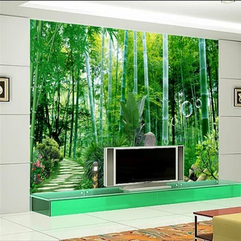 beibehang Nordic модерен бамбук TV фон стена обичай голям стенопис зелена коприна тапет papel de parede para quarto