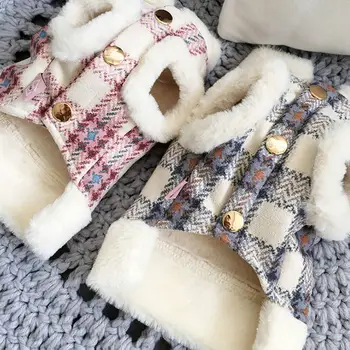 Plaid Pet Clothes Eye-catching Plaid Print Pet Vest Fashionable Winter Coat for Cats Dogs Soft Warm Pet Clothes for Weather Soft