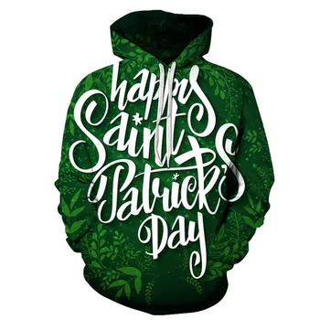Mens St. Patricks's Day Oversize Loose Plus Size Half Drawstring Hooded Pullover Autumn and Winter Sweater Pulover Tops