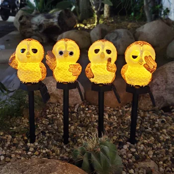 Solar Powered LED смола Owl Animal Home Garden Lights Waterproof Solar Light Outdoor Lawn Lamp Solary Energy Outside Led Decor