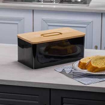  Топ оферти Кошче за хляб, иновативна кутия за хляб благодарение на въглеродното покритие, с интегрирани вентилационни отвори, включително бамбуков капак