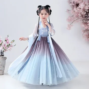 висок клас коледна рокля момичета деца бродерия рокля рокли китайски стил деца ханфу парти принцеса костюми фея косплей