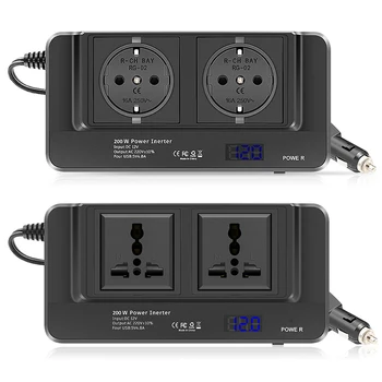 200W Car Plug конвертор DC 12V към 220V AC инвертор за кола 4 USB порта зарядно адаптер Автомобилен захранващ инвертор EU Plug