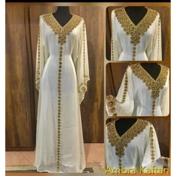 Бял марокански Дубай Кафтани Farasha Abaya рокля много фантазия дълга рокля модни тенденции