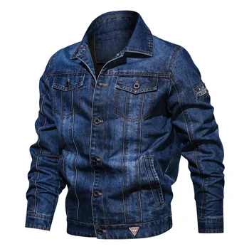 Veste En Jean Jackets for Men Пролет Индиректна дишаща износоустойчива случайна катарама Голямо мулти-джобно памучно дънково яке