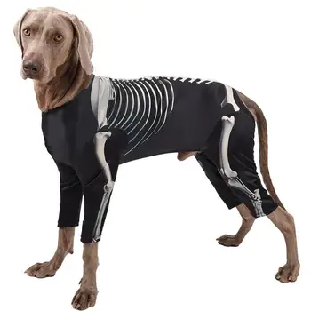 Кучета скелет костюм дрехи Хелоуин суитчър пуловер качулка дишаща тениска куче скелет костюм Хелоуин аксесоари
