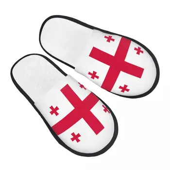 Мъже Жени Плюшени вътрешни чехли Знаме на Грузия Топли меки обувки Домашни обувки Есен Зима 2023