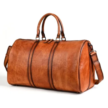 Реколта мъжки кожени пътуване чанта голям капацитет бизнес пътуване пътуване чанта първи слой телешка кожа рамо пратеник чанти