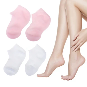 1 чифт ексфолиращи овлажняващи анти крекинг плантарни защитни чорапи Грижа за краката Мъже жени Силиконови еластични чорапи SPA Домашна употреба