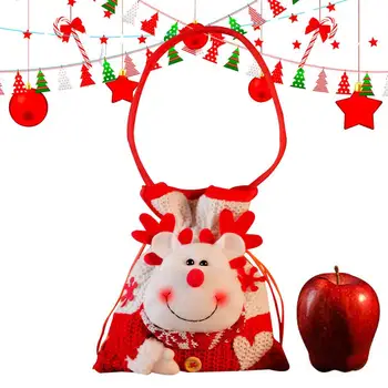 Коледа шнур подарък чанти малки трикотажни Коледа чанта карикатура кукла дизайн малки бонбони лечение кукла чанти миещи се бисквити чанти
