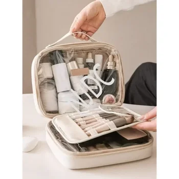 Козметична чанта с голям капацитет Разширена чанта за съхранение на козметика Преносима чанта за измиване за пътуване
