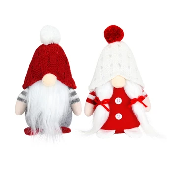2pc Коледа Gnome Санта топка шапка брада орнамент шведски Tomtes Коледа декор Dropship