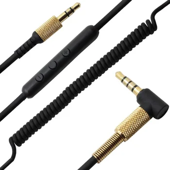  3.5mm удължителен кабел за подмяна на слушалки кабел с контрол на силата на звука на микрофона за монитор Marshall Major II MID