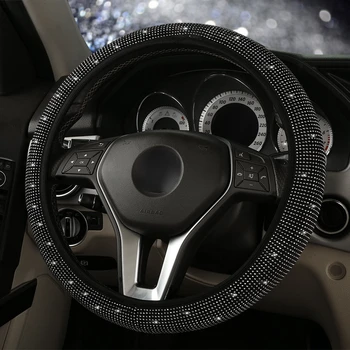 Капак на волана на автомобила Цветен топъл печат Луксозен кристален кристал Автомобил покрит авто аксесоари случай кола стайлинг