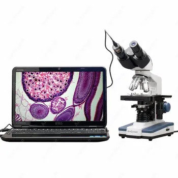 Цифров комбиниран микроскоп--AmScope 40X-2000X LED цифров бинокулярен комбиниран микроскоп w 3D етап + 2MP USB камера B120B-E2