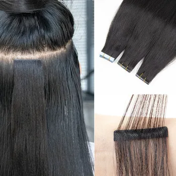 Невидима лента в разширенията за коса Човешка коса Light Yaki лента Разширения за коса 1B Remy Yaki Straight Hair Bundles 4x0.8cm 20pcs