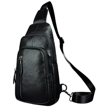 Мъже реална кожа случайни гърдите чанта прашка чанта дизайн едно рамо чанта мода Crossbody чанта за мъжки 8005