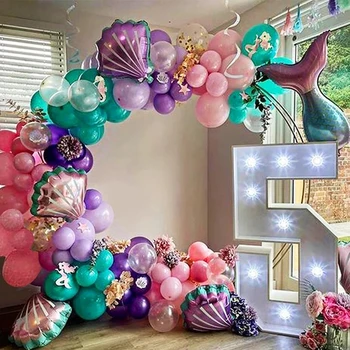 Русалка опашка черупка балони дъга рожден ден декорации цифра балон деца топка Globos сватбен декор