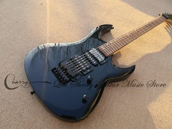 Черна електрическа китара Tremolo мост HSH пикапи X6 тяло кленов врат Rosewood пръст черен тунери