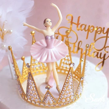 Hot Ballet Girls Cake Topper Dancing Girl Doll Decor Wedding Birthday Cake Decor Baby Girl 1st Favor Happy Birthday Party Decor