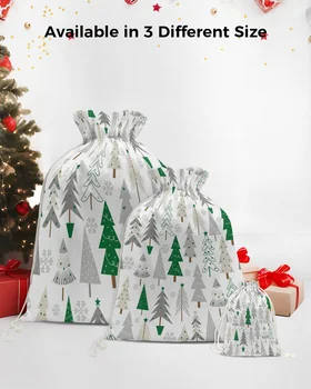 Коледно дърво текстура зелени бонбони чанти Дядо Коледа подарък чанта Декорация за домашно парти Коледни ленени подаръчни торбички Опаковъчни консумативи