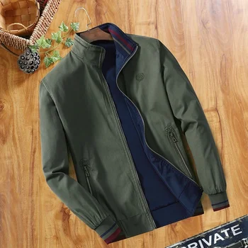 Мъжки ветровка двустранно облекло яке памук на едро за мъже бейзбол бомбардировач бизнес военни есен открит палто