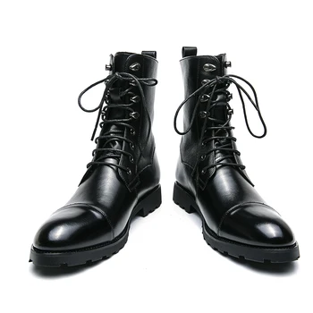 Каубойски западни ботуши ретро дълги класически ботуши дълги западни ботуши реколта мъжки бойни ботуши кожени обувки за мъже мотоциклет обувка