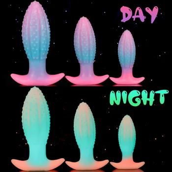 Цветен светещ кактус силикон Анални щепсели Симулация Дилдо секс играчки Фалшив пенис Консумативи за възрастни Секс играчки за жени Мастурбатори