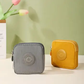 Многофункционален мини двуслоен плътен цвят монета чанта с цип мода ID кредитна карта ключове слушалка съхранение портфейл