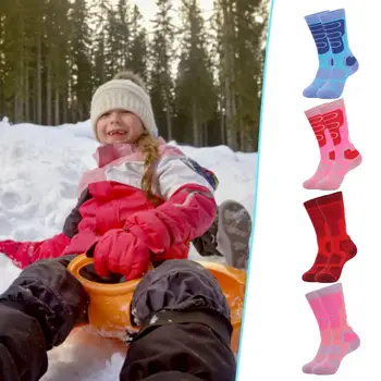 1 чифт термични чорапи Леки снежни чорапи Неплъзгащ се маншет Деликатни детски зимни топли термични снежни чорапи за зимата