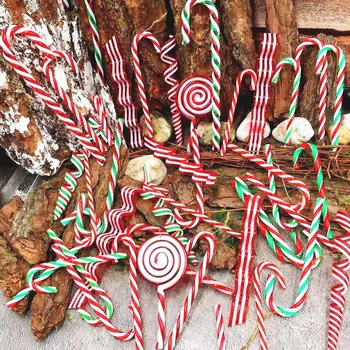 Коледа бонбони бастуни акрилни Коледа дърво висящи усукана патерица висулка Нова година коледно парти декорация дома орнаменти подаръци