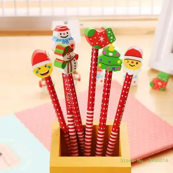 40Pcs Коледен молив с гумички Коледен тематичен канцеларски молив Коледно парти Благосклонност Консумативи за детски подарък