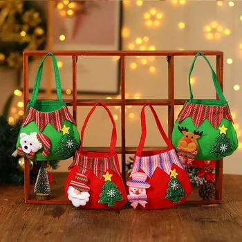 Коледни консумативи фланелет цветни пазарски чанти Дядо Коледа подаръчни торбички детски малки подаръци орнаменти се продават добре