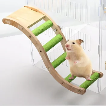 Pet Интерактивна играчка за папагали Цветна стълба Дървена птица за клетка за хамстер Смешни шлифовъчни пръчки Аксесоари за катерене