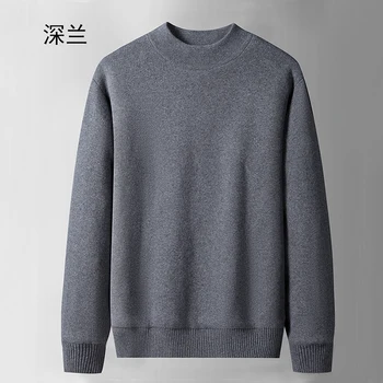 Mock Neck Knit Pull Sweater Мъжко облекло Мода Коледа плетени пуловери Черно Червено Мъже Пуловер Корейски стил върхове 2023 Есен
