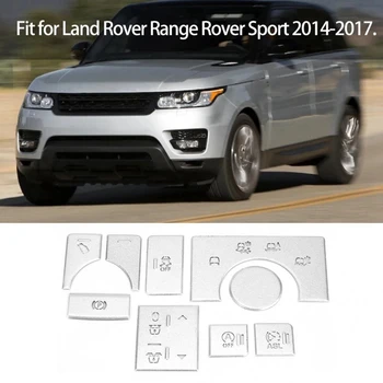9PCS кола сплав интериор център конзола режим бутон стикер за Land Rover Range Rover Sport 2014-2017 кола бутон стикер
