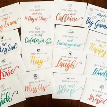 Diy Вдъхновяващи цитати Картички Цветен плик Комплект DIY Вдъхновяващи поздравителни картички Комплект за студенти 16 Отвори се, когато