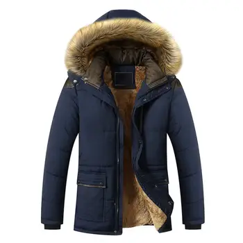 Мода Мъжко палто Полиестерен джоб Топло мъжко палто с качулка Атрактивно редовно мъжко яке за баща