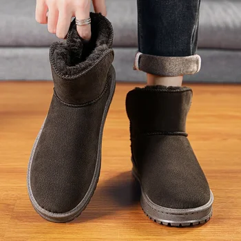 Зимни нови мъжки ботуши за сняг 2023 Мода Нови Поддържайте топли къси плюшени памучни обувки за мъже Външно мъжко приплъзване на ежедневни ботуши до глезена