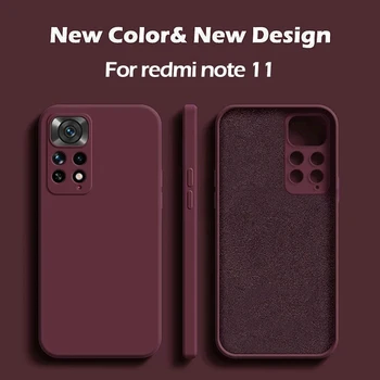 Redmi Note 11 11s Pro Note11 Pro плюс 5g калъф оригинален квадратен течен силиконов мек капак за Xiaomi Redmi Note 11 Pro Note11 Pro