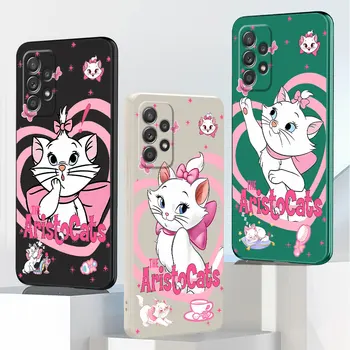 Калъф за Samsung Galaxy A22 A42 A32 A53 A33 A34 A12 A72 A13 A52 A11 A54 A24 A21s A73 Square Liquid Disney Marie Cat Pink Cover