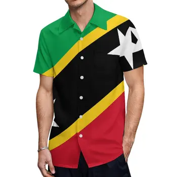 Сейнт Китс и Невис флаг тройници графичен реколта костюм високо качество риза с къс ръкав у дома САЩ размер