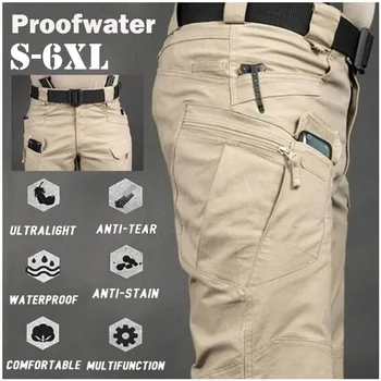 Плюс размер 5XL ежедневни карго панталони на открито военни панталони мулти джобове еластичен тактически панталон водоустойчиво мъжко облекло