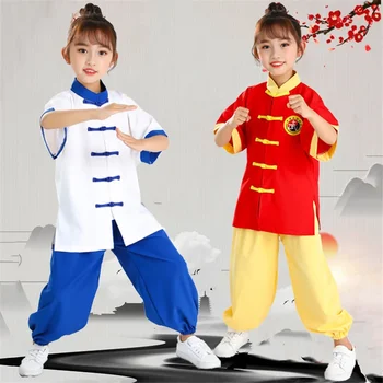 Kid Възрастен Кунг Фу униформа Традиционно китайско облекло за момчета момичета Ушу костюм костюм комплект Тай Чи фолк изпълнение облекло