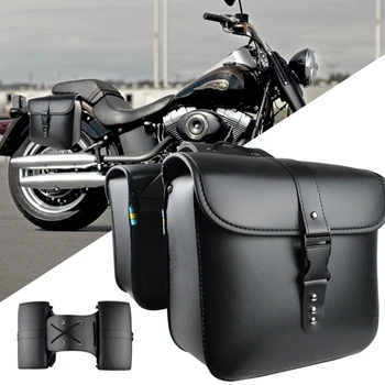 Мотоциклетни дисаги чанти Странични чанти за седла Хвърли над чанта универсален за Sportster XL 883 XL1200 Softail Dyna Road King Bag