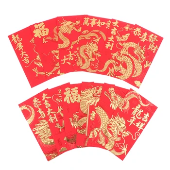 6PCS Късметлийски червени пакети пролетен фестивал пари чанта 2024 дракон година универсален червен плик за новогодишна украса